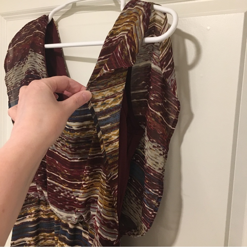 HEART SOUL Asymmetrical Dress - Midi, Burgundy / Maroon, Gold, Blue, Gray, Small - Picture 3 of 8